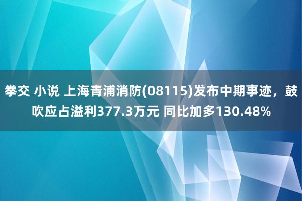 拳交 小说 上海青浦消防(08115)发布中期事迹，鼓吹应占溢利377.3万元 同比加多130.48%